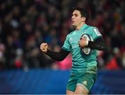 11 January 2019; Joey Carbery of Munster celebrates after scoring his side's fifth try during the Heineken Champions Cup Pool 2 Round 5 match between Gloucester and Munster at Kingsholm Stadium in Gloucester, England. Photo by Seb Daly/Sportsfile