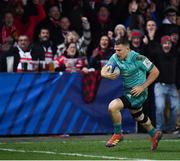 11 January 2019; Andrew Conway of Munster on his way to scoring his side's fourth try during the Heineken Champions Cup Pool 2 Round 5 match between Gloucester and Munster at Kingsholm Stadium in Gloucester, England. Photo by Seb Daly/Sportsfile