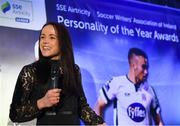 11 January 2019; Former Republic of Ireland international Áine O'Gorman after receiving a Special Achievement award during the SSE Airtricity Soccer Writers’ Association of Ireland Awards 2018 at the Conrad Hotel in Dublin. Photo by Stephen McCarthy/Sportsfile