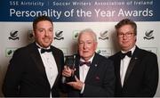 11 January 2019; Drogheda United's Vincent Hoey who was presented with the Liam Tuohy Special Merit Award and his son's Fran, left, and Conor, right, during the SSE Airtricity Soccer Writers’ Association of Ireland Awards 2018 at the Conrad Hotel in Dublin. Photo by Stephen McCarthy/Sportsfile
