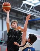 12 January 2019; James Gormley of Portlaoise Panthers in action against Finn Hughes of Dublin Lions during the Hula Hoops Under 20 Men’s National Cup semi-final match between Portlaoise Panthers and Dublin Lions at the Mardyke Arena UCC in Cork.  Photo by Brendan Moran/Sportsfile