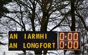 12 January 2019; A general view of the scoreboard ahead of the Bord na Mona O'Byrne Cup semi-final match between Westmeath and Longford at Downs GAA Club in Westmeath. Photo by Sam Barnes/Sportsfile