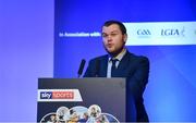 12 January 2019; Dr Stephen Kenneally, International Policy Administrator, Department of Culture, Heritage and the Gaeltacht, speaking about Hurling and UNESCO Intangible Cultural Heritage recognition at The GAA Games Development Conference, in partnership with Sky Sports, which took place in Croke Park on Friday and Saturday. A record attendance of over 800 delegates were present to see over 30 speakers from the world of Gaelic games, sport and education. Croke Park, Dublin. Photo by Piaras Ó Mídheach/Sportsfile