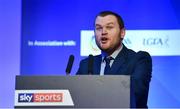 12 January 2019; Dr Stephen Kenneally, International Policy Administrator, Department of Culture, Heritage and the Gaeltacht, speaking about Hurling and UNESCO Intangible Cultural Heritage recognition at The GAA Games Development Conference, in partnership with Sky Sports, which took place in Croke Park on Friday and Saturday. A record attendance of over 800 delegates were present to see over 30 speakers from the world of Gaelic games, sport and education. Croke Park, Dublin. Photo by Piaras Ó Mídheach/Sportsfile