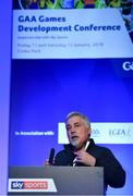 12 January 2019; Professor Aidan O'Sullivan, Professor of Archaeology, UCD, speaking about Hurling and UNESCO Intangible Cultural Heritage recognition at The GAA Games Development Conference, in partnership with Sky Sports, which took place in Croke Park on Friday and Saturday. A record attendance of over 800 delegates were present to see over 30 speakers from the world of Gaelic games, sport and education. Croke Park, Dublin. Photo by Piaras Ó Mídheach/Sportsfile