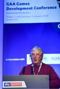 12 January 2019; John Fenton, former Cork hurler, speaking about Hurling and UNESCO Intangible Cultural Heritage recognition at The GAA Games Development Conference, in partnership with Sky Sports, which took place in Croke Park on Friday and Saturday. A record attendance of over 800 delegates were present to see over 30 speakers from the world of Gaelic games, sport and education. Croke Park, Dublin. Photo by Piaras Ó Mídheach/Sportsfile