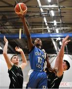 12 January 2019; Samuel Mohamed of Dublin Lions in action against Sean Condon, left, and Dylan Dunne of Portlaoise Panthers during the Hula Hoops Under 20 Men’s National Cup semi-final match between Portlaoise Panthers and Dublin Lions at the Mardyke Arena UCC in Cork.  Photo by Brendan Moran/Sportsfile