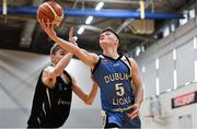 12 January 2019; Tiernan Howe of Dublin Lions in action against James Gormley of Portlaoise Panthers during the Hula Hoops Under 20 Men’s National Cup semi-final match between Portlaoise Panthers and Dublin Lions at the Mardyke Arena UCC in Cork.  Photo by Brendan Moran/Sportsfile