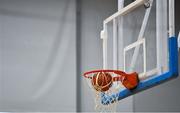 12 January 2019; A general view of a basketball and basketball ring and net during the Hula Hoops Under 20 Men’s National Cup semi-final match between Portlaoise Panthers and Dublin Lions at the Mardyke Arena UCC in Cork.  Photo by Brendan Moran/Sportsfile