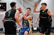 12 January 2019; Tiernan Howe of Dublin Lions in action against Dylan Dunne, left, and James Phelan of Portlaoise Panthers during the Hula Hoops Under 20 Men’s National Cup semi-final match between Portlaoise Panthers and Dublin Lions at the Mardyke Arena UCC in Cork.  Photo by Brendan Moran/Sportsfile