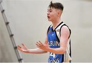 12 January 2019; Jack Maguire of Dublin Lions celebrates near the end of the Hula Hoops Under 20 Men’s National Cup semi-final match between Portlaoise Panthers and Dublin Lions at the Mardyke Arena UCC in Cork.  Photo by Brendan Moran/Sportsfile