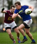 12 January 2019; Peter Hanley of Longford in action against Kieran Martin of Westmeath during the Bord na Mona O'Byrne Cup semi-final match between Westmeath and Longford at Downs GAA Club in Westmeath. Photo by Sam Barnes/Sportsfile