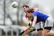 12 January 2019; Peter Hanley of Longford in action against Kieran Martin of Westmeath during the Bord na Mona O'Byrne Cup semi-final match between Westmeath and Longford at Downs GAA Club in Westmeath. Photo by Sam Barnes/Sportsfile