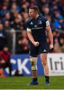 12 January 2019; Rory O'Loughlin of Leinster celebrates a turnover during the Heineken Champions Cup Pool 1 Round 5 match between Leinster and Toulouse at the RDS Arena in Dublin. Photo by Stephen McCarthy/Sportsfile