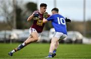 12 January 2019; Sean Flanagan of Westmeath in action against Peter Lynn of Longford during the Bord na Mona O'Byrne Cup semi-final match between Westmeath and Longford at Downs GAA Club in Westmeath. Photo by Sam Barnes/Sportsfile
