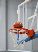 12 January 2019; A general view of a basketball and basketball ring and net during the Hula Hoops Under 20 Men’s National Cup semi-final match between Portlaoise Panthers and Dublin Lions at the Mardyke Arena UCC in Cork.  Photo by Brendan Moran/Sportsfile