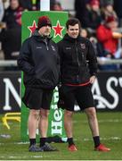 12 January 2019; Ulster Head Coach Dan McFarland, left, and defence coach Jared Payne before the Heineken Champions Cup Pool 4 Round 5 match between Ulster and Racing 92 at the Kingspan Stadium in Belfast, Co. Antrim. Photo by Oliver McVeigh/Sportsfile