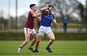 12 January 2019; Darren Quinn of Longford in action against Ronan O'Toole of Westmeath during the Bord na Mona O'Byrne Cup semi-final match between Westmeath and Longford at Downs GAA Club in Westmeath. Photo by Sam Barnes/Sportsfile