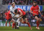 12 January 2019; Antonie Claasen of Racing 92 is tackled by Jacob Stockdale of Ulster during the Heineken Champions Cup Pool 4 Round 5 match between Ulster and Racing 92 at the Kingspan Stadium in Belfast, Co. Antrim. Photo by David Fitzgerald/Sportsfile