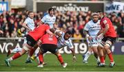 12 January 2019; Leone Nakarawa of Racing 92 is tackled by Sean Reidy and Marty Moore of Ulster during the Heineken Champions Cup Pool 4 Round 5 match between Ulster and Racing 92 at the Kingspan Stadium in Belfast, Co. Antrim. Photo by Oliver McVeigh/Sportsfile