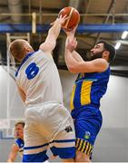 12 January 2019; Conor Meany of UCD Marian in action against Paddy McGaharan of Belfast Star during the Hula Hoops Men’s Pat Duffy National Cup semi-final match between UCD Marian and Belfast Star at the Mardyke Arena UCC in Cork.  Photo by Brendan Moran/Sportsfile