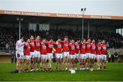 12 January 2019; The Cork team during the playing of the national anthem prior to the McGrath Cup Final match between Cork and Clare at Hennessy Park in Miltown Malbay, Co. Clare. Photo by Diarmuid Greene/Sportsfile