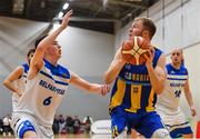 12 January 2019; Mike Garrow of UCD Marian in action against CJ Fulton of Belfast Star during the Hula Hoops Men’s Pat Duffy National Cup semi-final match between UCD Marian and Belfast Star at the Mardyke Arena UCC in Cork.  Photo by Brendan Moran/Sportsfile