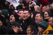 12 January 2019; Ulster supporters react as Jacob Stockdale goes over to score their side's third try during the Heineken Champions Cup Pool 4 Round 5 match between Ulster and Racing 92 at the Kingspan Stadium in Belfast, Co. Antrim. Photo by David Fitzgerald/Sportsfile