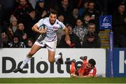 12 January 2019; Olivier Klemenczak of Racing 92 slips the tackle from Billy Burns of Ulster on his way to scoring his side's fourth try during the Heineken Champions Cup Pool 4 Round 5 match between Ulster and Racing 92 at the Kingspan Stadium in Belfast, Co. Antrim. Photo by David Fitzgerald/Sportsfile