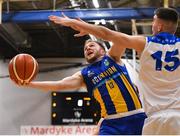 12 January 2019; Mike Garrow of UCD Marian in action against Liam Pettigrew of Belfast Star during the Hula Hoops Men’s Pat Duffy National Cup semi-final match between UCD Marian and Belfast Star at the Mardyke Arena UCC in Cork.  Photo by Brendan Moran/Sportsfile