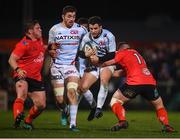 12 January 2019; Brice Dulin of Racing 92 is tackled by Ross Kane, left, and Andy Warwick of Ulster during the Heineken Champions Cup Pool 4 Round 5 match between Ulster and Racing 92 at the Kingspan Stadium in Belfast, Co. Antrim. Photo by David Fitzgerald/Sportsfile