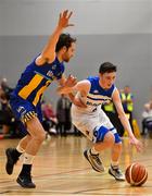 12 January 2019; CJ Fulton of Belfast Star in action against Barry Drumm of UCD Marian during the Hula Hoops Men’s Pat Duffy National Cup semi-final match between UCD Marian and Belfast Star at the Mardyke Arena UCC in Cork.  Photo by Brendan Moran/Sportsfile