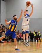 12 January 2019; CJ Fulton of Belfast Star in action against Conor Meany of UCD Marian during the Hula Hoops Men’s Pat Duffy National Cup semi-final match between UCD Marian and Belfast Star at the Mardyke Arena UCC in Cork.  Photo by Brendan Moran/Sportsfile