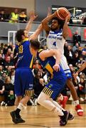 12 January 2019; Mike Davis of Belfast Star in action against Barry Drumm of UCD Marian during the Hula Hoops Men’s Pat Duffy National Cup semi-final match between UCD Marian and Belfast Star at the Mardyke Arena UCC in Cork. Photo by Brendan Moran/Sportsfile