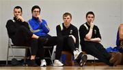 12 January 2019; UCD Marian head coach Ioannis Liapakis, left, with assistant coaches Conor James, and Gareth O’Reilly and team manager Thomas Tracey during the Hula Hoops Men’s Pat Duffy National Cup semi-final match between UCD Marian and Belfast Star at the Mardyke Arena UCC in Cork. Photo by Brendan Moran/Sportsfile