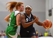 12 January 2019; Shakena Richardson of DCU Mercy in action against Sorcha Tiernan of Courtyard Liffey Celtics during the Hula Hoops Women’s Paudie O’Connor National Cup semi-final match between DCU Mercy and Courtyard Liffey Celtics at the Mardyke Arena UCC in Cork.  Photo by Brendan Moran/Sportsfile