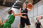 12 January 2019; Bronagh Power Cassidy of DCU Mercy in action against Karen Mealey of Courtyard Liffey Celtics during the Hula Hoops Women’s Paudie O’Connor National Cup semi-final match between DCU Mercy and Courtyard Liffey Celtics at the Mardyke Arena UCC in Cork.  Photo by Brendan Moran/Sportsfile