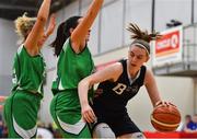12 January 2019; Bronagh Power Cassidy of DCU Mercy in action against Ailbhe O’Connor and Áine O’Connor of Courtyard Liffey Celtics during the Hula Hoops Women’s Paudie O’Connor National Cup semi-final match between DCU Mercy and Courtyard Liffey Celtics at the Mardyke Arena UCC in Cork.  Photo by Brendan Moran/Sportsfile