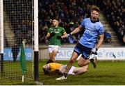 12 January 2019; Robbie McDaid of Dublin celebrates after scoring his side’s first goal during the Bord na Mona O'Byrne Cup semi-final match between Dublin and Meath at Parnell Park in Dublin. Photo by Sam Barnes/Sportsfile