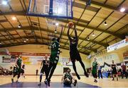 12 January 2019; Andre Nation of Tradehouse Central Ballincollig in action against Demetrius Perkins of Limerick Celtics during the Hula Hoops Presidents National Cup semi-final match between Tradehouse Central Ballincollig and Limerick Celtics at Neptune Stadium in Cork.  Photo by Eóin Noonan/Sportsfile