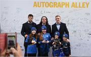 12 January 2019; Leinster players, from left, Caelan Doris, James Lowe and Dan Leavy with supporters at Autograph Alley prior to the Heineken Champions Cup Pool 1 Round 5 match between Leinster and Toulouse at the RDS Arena in Dublin. Photo by Stephen McCarthy/Sportsfile