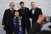 12 January 2019; Leinster players, from left, James Lowe, Caelan Doris and Dan Leavy with supporters at Autograph Alley prior to the Heineken Champions Cup Pool 1 Round 5 match between Leinster and Toulouse at the RDS Arena in Dublin. Photo by Stephen McCarthy/Sportsfile