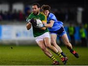 12 January 2019; Graham Reilly of Meath in action against Nathan Doran of Dublin during the Bord na Mona O'Byrne Cup semi-final match between Dublin and Meath at Parnell Park in Dublin. Photo by Sam Barnes/Sportsfile