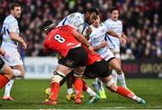 12 January 2019; Leone Nakarawa of Racing 92  is tackled by Kieran Treadwell and Marcell Coetzee of Ulster during the Heineken Champions Cup Pool 4 Round 5 match between Ulster and Racing 92 at the Kingspan Stadium in Belfast, Co. Antrim. Photo by Oliver McVeigh/Sportsfile
