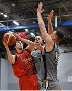 12 January 2019; Alex Herreros of Pyrobel Killester in action against Paul Dick and Dusan Bogdanovic of Garvey's Tralee Warriors during the Hula Hoops Men’s Pat Duffy National Cup semi-final match between Pyrobel Killester and Garvey’s Tralee Warriors at the Mardyke Arena UCC in Cork. Photo by Brendan Moran/Sportsfile