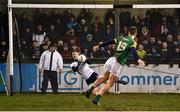 12 January 2019; Andy Bunyan of Dublin saves a penalty from Thomas O'Reilly of Meath during the Bord na Mona O'Byrne Cup semi-final match between Dublin and Meath at Parnell Park in Dublin. Photo by Sam Barnes/Sportsfile