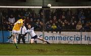 12 January 2019; Barry Dardis of Meath misses a penalty against Andy Bunyan of Dublin during the Bord na Mona O'Byrne Cup semi-final match between Dublin and Meath at Parnell Park in Dublin. Photo by Sam Barnes/Sportsfile