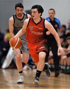12 January 2019; Ciaran Roe of Pyrobel Killester in action against Eoin Quigley of Garvey's Tralee Warriors during the Hula Hoops Men’s Pat Duffy National Cup semi-final match between Pyrobel Killester and Garvey’s Tralee Warriors at the Mardyke Arena UCC in Cork.  Photo by Brendan Moran/Sportsfile