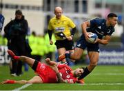 12 January 2019; Adam Byrne of Leinster evades the tackle of Sofiane Guitoune of Toulouse during the Heineken Champions Cup Pool 1 Round 5 match between Leinster and Toulouse at the RDS Arena in Dublin. Photo by Seb Daly/Sportsfile