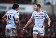 12 January 2019; Finn Russell, right, and Henry Chavancy of Racing 92 during the Heineken Champions Cup Pool 4 Round 5 match between Ulster and Racing 92 at the Kingspan Stadium in Belfast, Co. Antrim. Photo by David Fitzgerald/Sportsfile